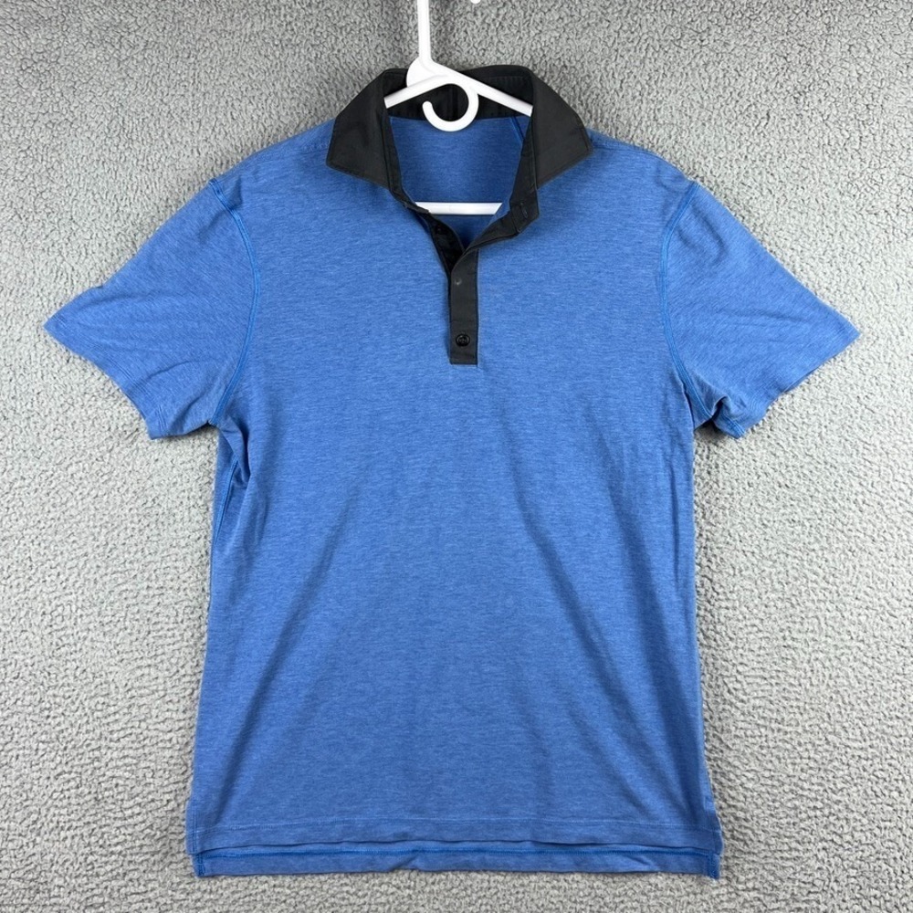 Lululemon‎ Evolution Polo Performance Shirt Button Down Collar Mens Large Blue
